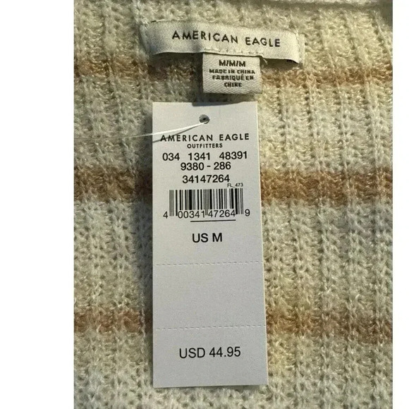 NEW American Eagle Women's Medium Brown Striped Cardigan Balloon Sleeve NWT - Picture 4 of 8